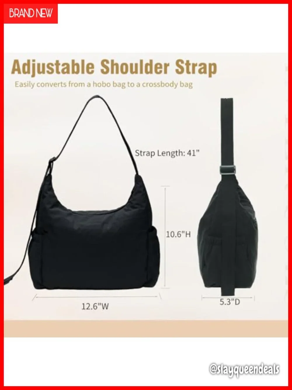 Nylon Hobo Crossbody Bag Lightweight Large Travel Handbag